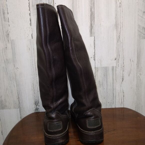 FitFlop Superboot Brown Tall Leather Boot Size 10 - Picture 11 of 15